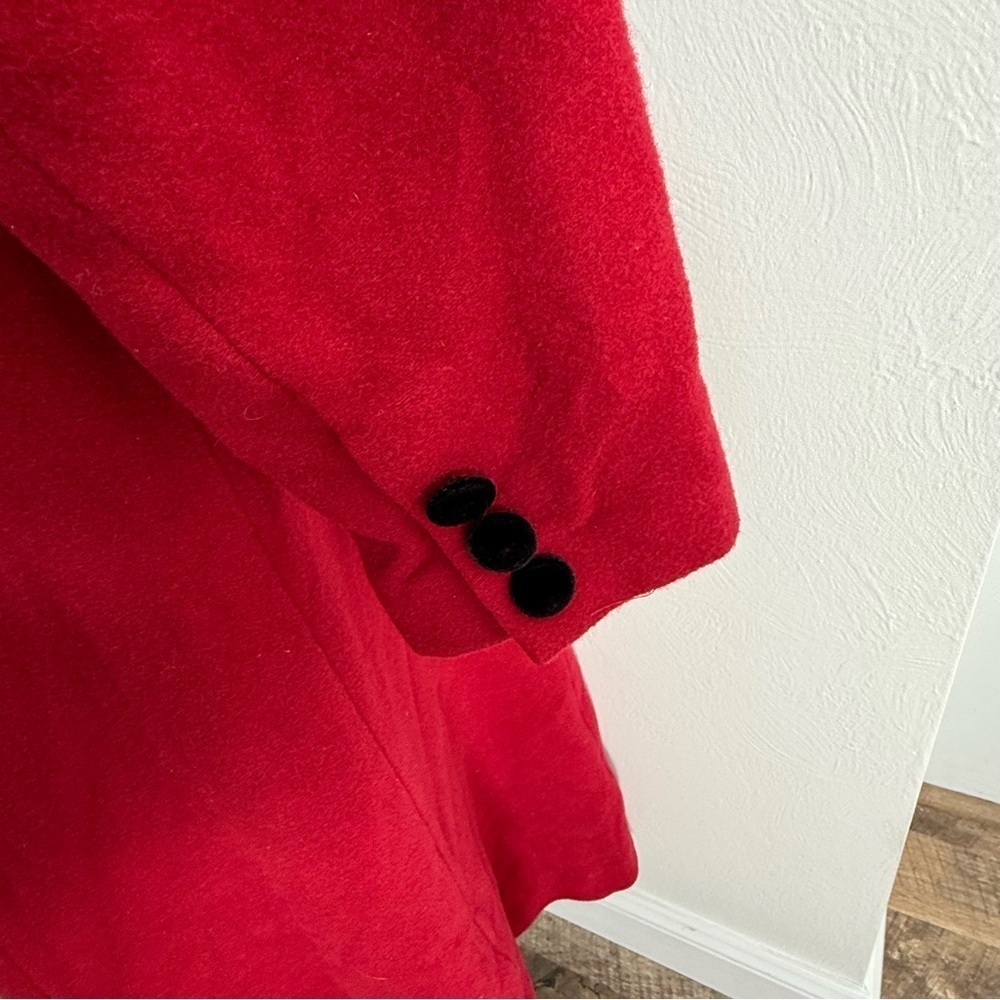 JG Hook 100% Wool Red Coat Black Velvet Inner Hood and Buttons Size 8 - Picture 9 of 16